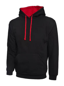 Contrast Hooded Sweatshirt UC507 - Black/Red