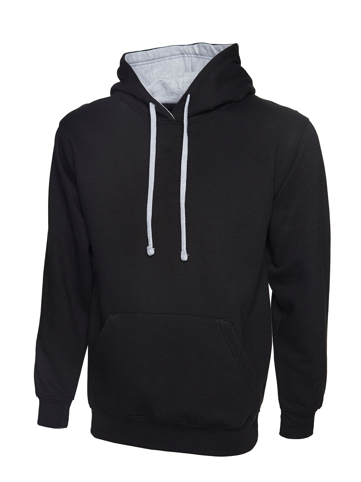 Contrast Hooded Sweatshirt UC507 - Black/Heather Grey