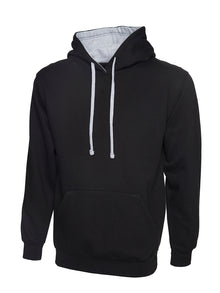 Contrast Hooded Sweatshirt UC507 - Black/Heather Grey