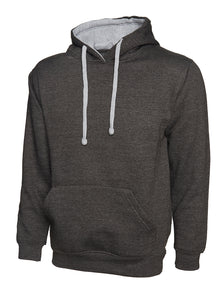 Contrast Hooded Sweatshirt UC507 - Charcoal/Heather Grey