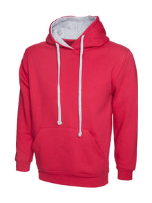 Contrast Hooded Sweatshirt UC507 - Fuchsia/Heather Grey