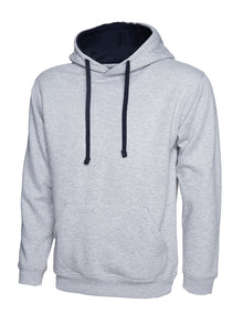 Contrast Hooded Sweatshirt UC507 - Heather Grey/Navy