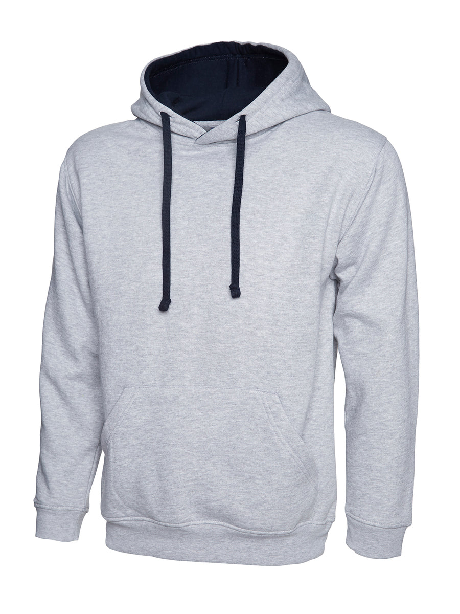 Contrast Hooded Sweatshirt UC507 - Heather Grey/Navy