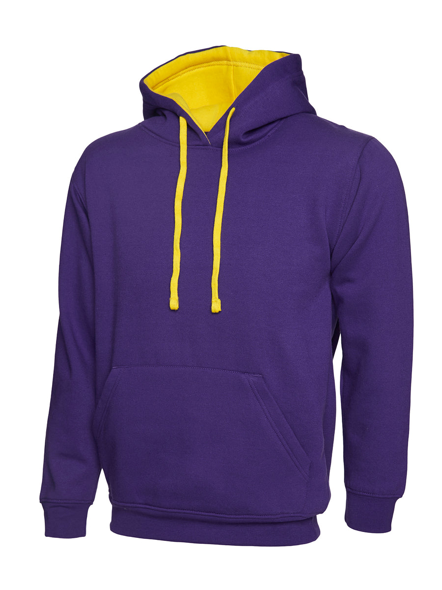 Contrast Hooded Sweatshirt UC507 - Purple/Yellow