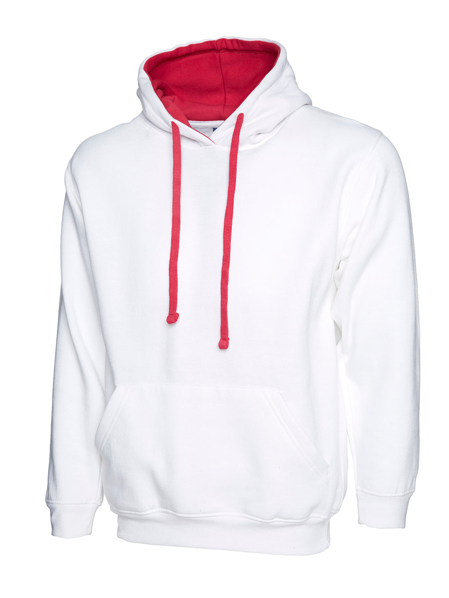 Contrast Hooded Sweatshirt UC507 - White/Fuchsia