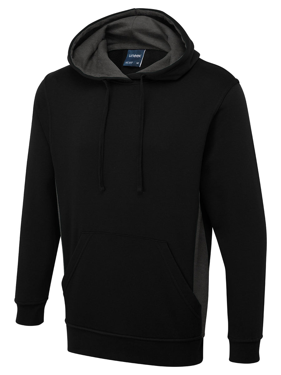Two Tone Hooded Sweatshirt UC517 - Black/Charcoal