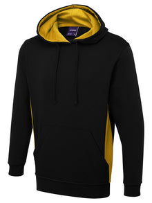 Two Tone Hooded Sweatshirt UC517 - Black/Yellow
