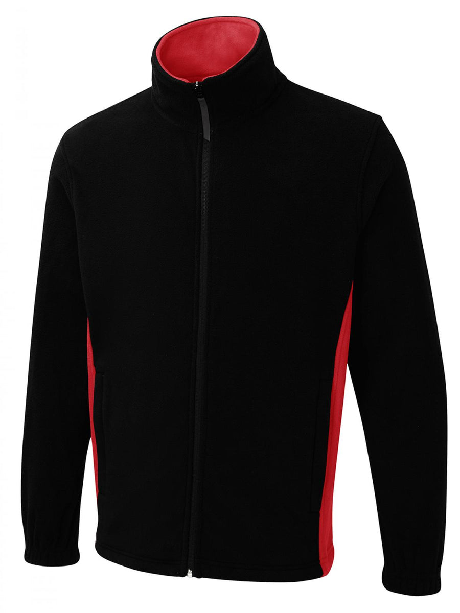Two Tone Full Zip Fleece Jacket UC617 - Black/Red