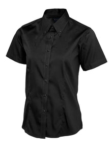 Ladies Pinpoint Oxford Half Sleeve Shirt UC704 - Black