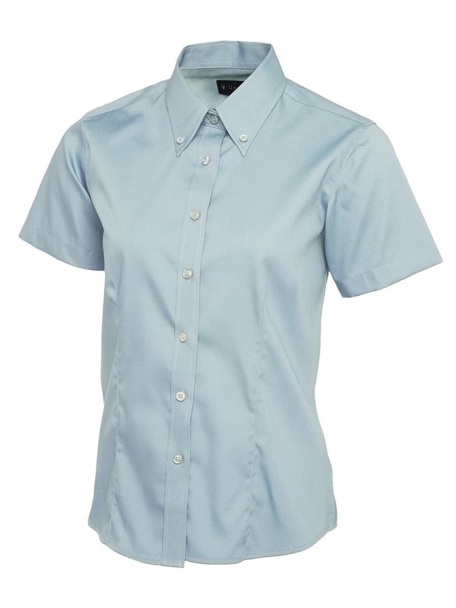 Ladies Pinpoint Oxford Half Sleeve Shirt UC704 - Light Blue
