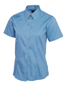 Ladies Pinpoint Oxford Half Sleeve Shirt UC704 - Mid Blue