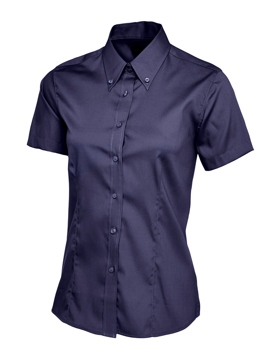 Ladies Pinpoint Oxford Half Sleeve Shirt UC704 - Navy