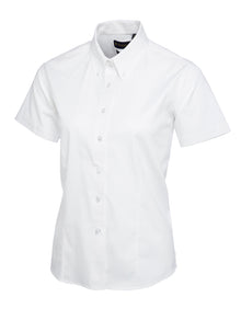 Ladies Pinpoint Oxford Half Sleeve Shirt UC704 - White