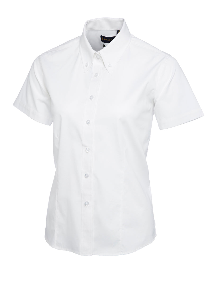 Ladies Pinpoint Oxford Half Sleeve Shirt UC704 - White