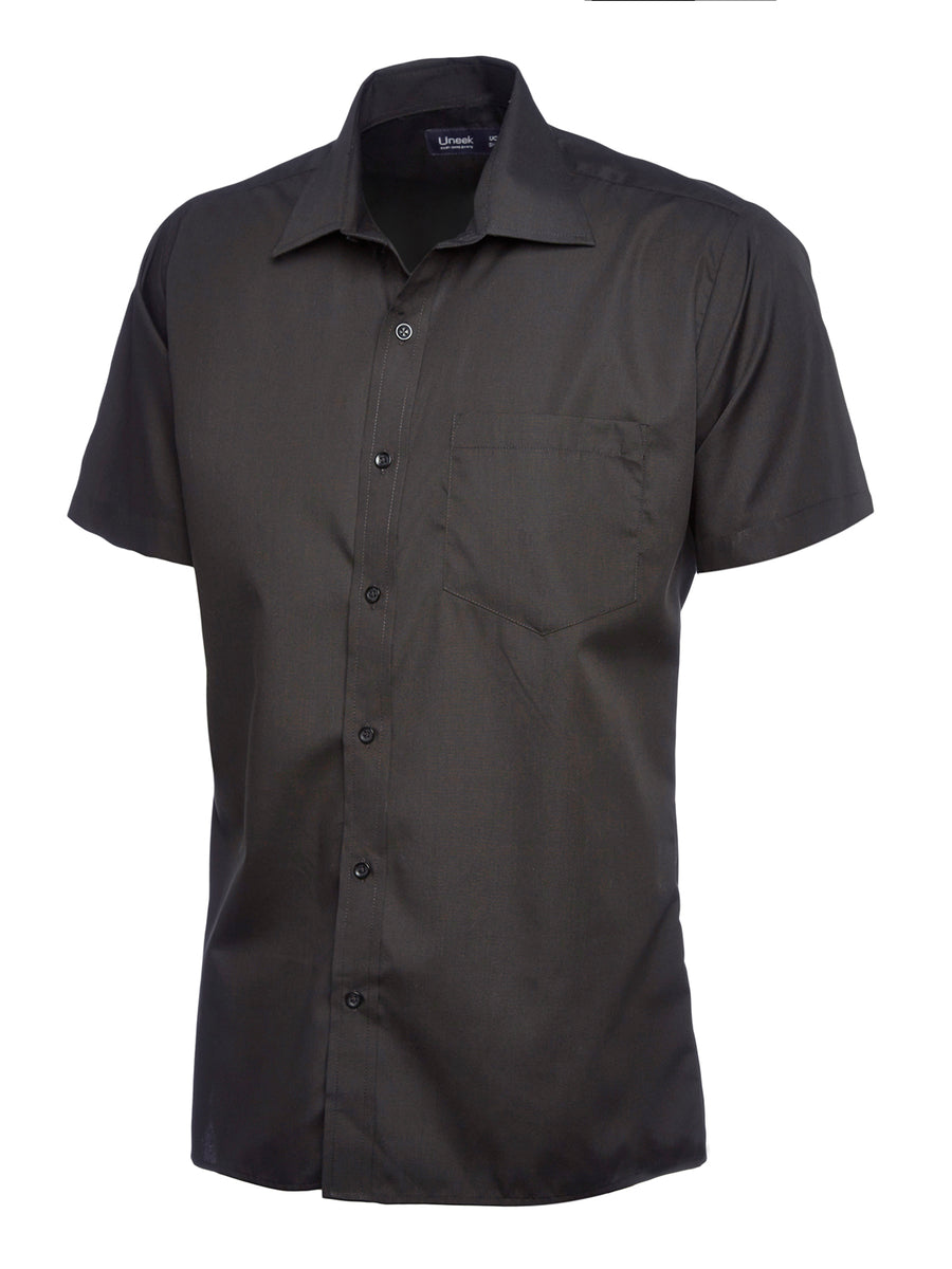 Mens Poplin Half Sleeve Shirt UC710 - Black
