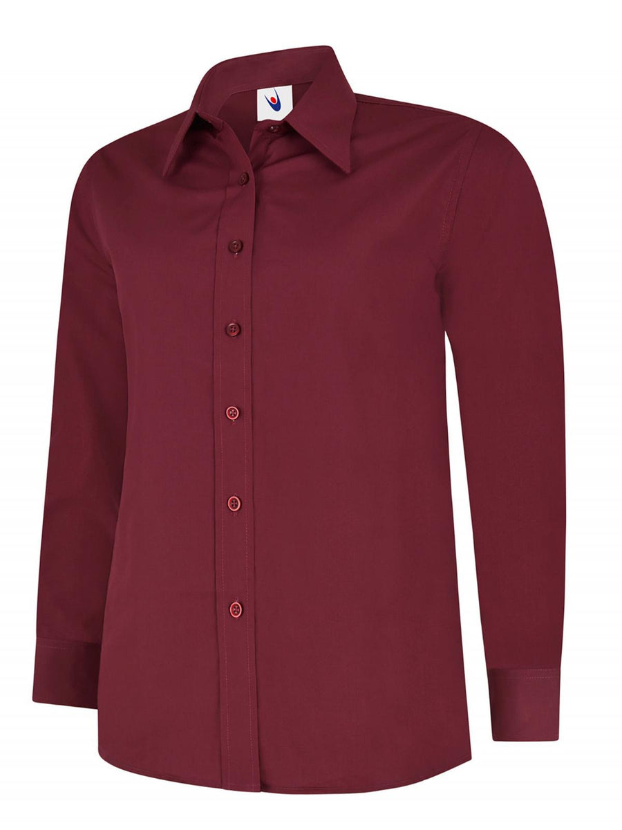 Ladies Poplin Full Sleeve Shirt UC711 - Burgundy