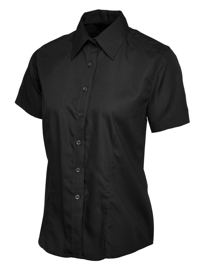 Ladies Poplin Half Sleeve Shirt UC712 - Black