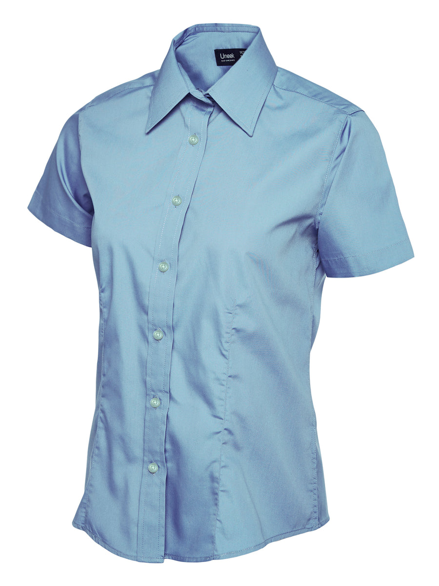 Ladies Poplin Half Sleeve Shirt UC712 - Light Blue