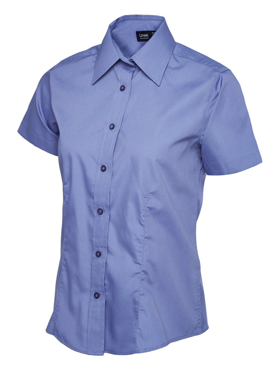 Ladies Poplin Half Sleeve Shirt UC712 - Mid Blue
