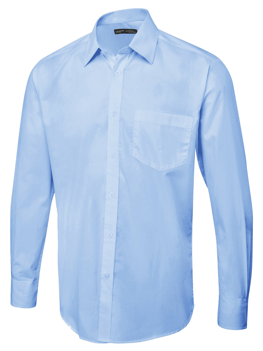 Men's Long Sleeve Poplin Shirt UC713 - Light Blue