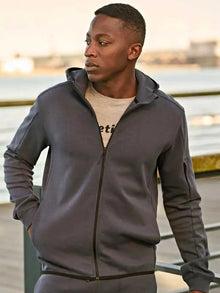 Tee Jays Athletic Hooded Full Zip Sweat Jacket T5706 - Black model view
